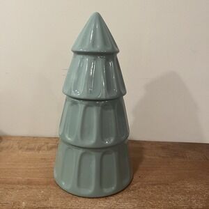 2000 DesignPac Green Ceramic Christmas Tree Cookie Jar 13.5" Holiday Decor